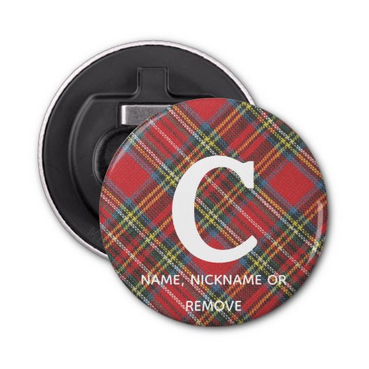 Naam op Stewart Tartan Plaid Print 2.25" magneet Button Flesopener (Voorkant)
