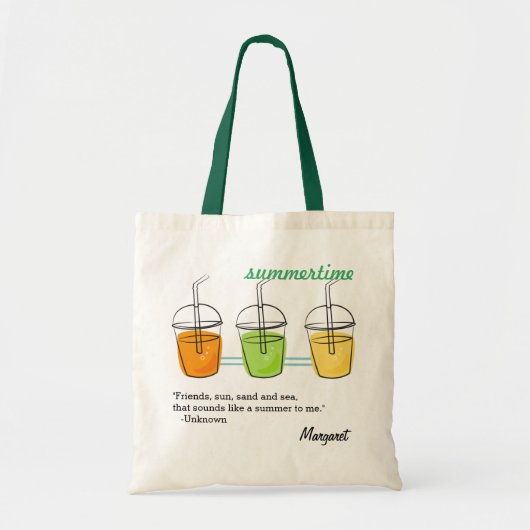 Naam op Summertime Cotton Budget Tas (Voorkant)