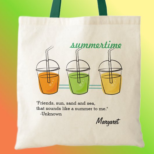Naam op Summertime Cotton Budget Tas