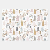 Naam op Top Sheet, 3 Wrapping Papers Moderne bomen Inpakpapier Vel (Voorkant)