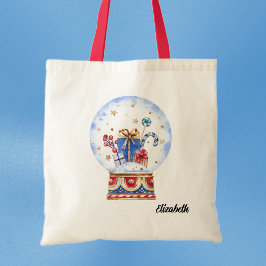 Naam op Vakantie Scène in Sneeuw Wereldbol Tote Bag