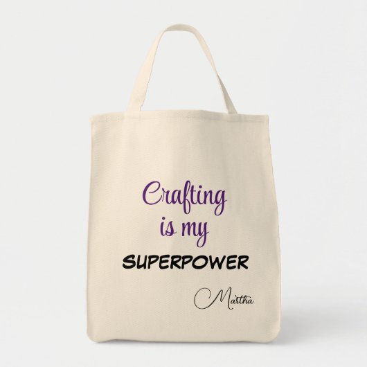 Naam op Vervaardiging is Mijn Superpower, Groot Tote Bag (Voorkant)
