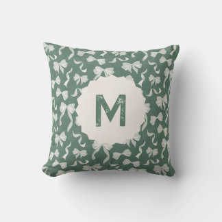 Naam op Vintage Lint & Strikken (Crème Groen) Kussen