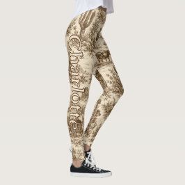 Naam op vintage Western Desert toile patroon Leggings