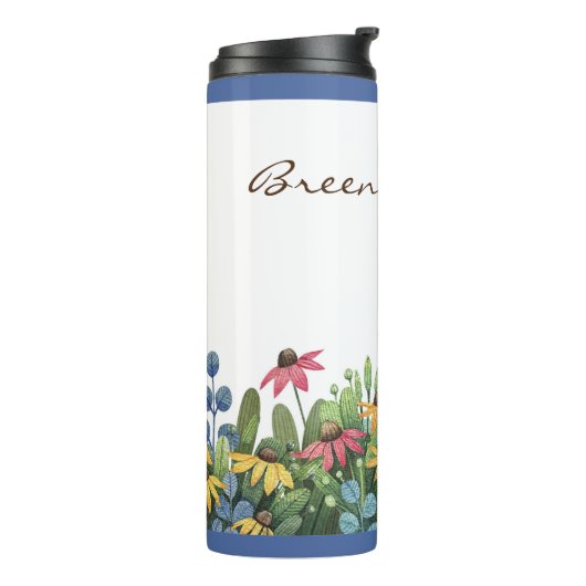 Naam op Waterverf Wildflower Summer 12oz Thermosbeker (Gedraaid links)