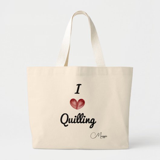 Naam op Zwart & Rood I (hart) Quilling, Jumbo Tas (Voorkant)