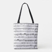 Naam op zwart-wit Muzieknoten Tote Bag (Achterkant)