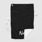Naam op zwarte achtergrond golfhanddoek (Insitu)
