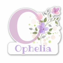 Naam Ophelia & Initiaal met Floral Design Sticker