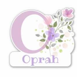 Naam Oprah & Initiaal met Floral Design Sticker