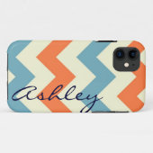 Naam oranje blauw chevron zigzag zzag zagpatroon i Case-Mate iPhone case (Achterkant (horizontaal))