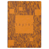Naam Oranje bruin vierkant maanvormig patroonblokk Klembord (Achterkant)