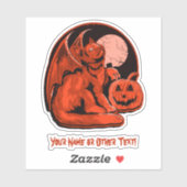 Naam Oranje Kat Wings Pumpkin Moon Halloween toevo Sticker (Vel)