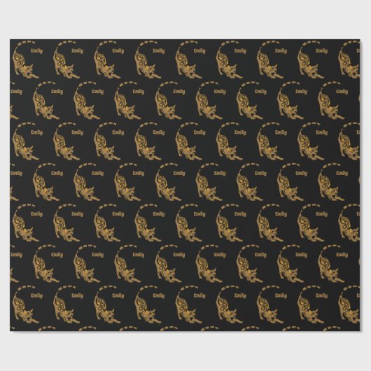 Naam Oranje Paisley Bengal Kitten Yoga Stretching Cadeaupapier (Vlak)