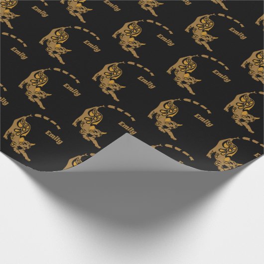 Naam Oranje Paisley Bengal Kitten Yoga Stretching Cadeaupapier (Hoek)