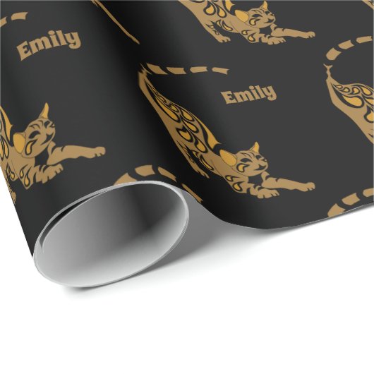 Naam Oranje Paisley Bengal Kitten Yoga Stretching Cadeaupapier (Rol Hoek)