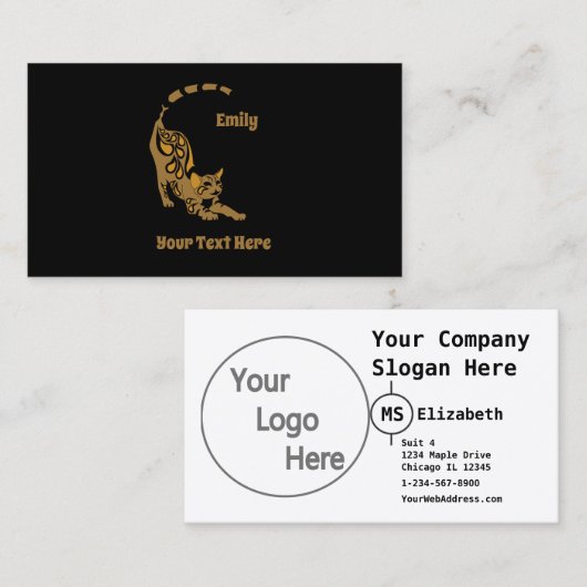 Naam Oranje Paisley Bengal Kitten Yoga Stretching Visitekaartje (Voorkant / Achterkant)