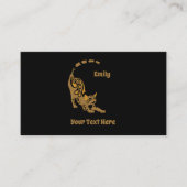 Naam Oranje Paisley Bengal Kitten Yoga Stretching Visitekaartje (Voorkant)