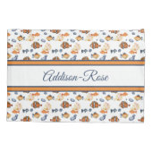 Naam Oranje White Tropical Fish Pattern Nursery Kussensloop (Achterkant)