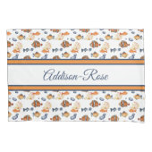 Naam Oranje White Tropical Fish Pattern Nursery Kussensloop (Voorkant)