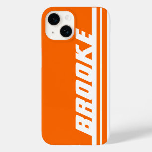 Naam oranje & witte strepe sport iPhone case