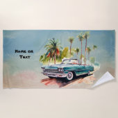Naam, Oude Blauwe Auto met Palmboom Strandlaken (Voorkant)