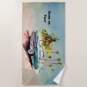 Naam, Oude Blauwe Auto met Palmboom Strandlaken (Voorkant)