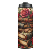 Naam, Oude Boeken & Rozen Bloemstuk Thermosbeker (Voorkant)