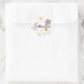 Naam Over Bord en paarse bloemen Ronde Sticker (Tas)