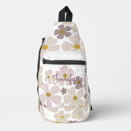 Naam Over Bord en paarse bloemen Sling Bag