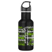 Naam over Neon Groene Collage Typografisch Waterfles (Voorkant)