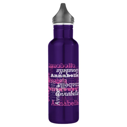 Naam over roze tekstollage typografisch waterfles (Links)