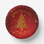 Naam Overeenkomende Set Kerst Rood Gouden Boom Ste Papieren Kommen (Voorkant)