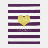 Naam Paars White Gold Heart Pattern Print Fleece Deken (Voorkant)