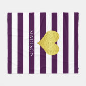 Naam Paars White Gold Heart Pattern Print Fleece Deken (Voorkant (Horizontaal))