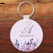Naam Paarse bloem aanpassen Sleutelhanger (Achterkant)