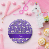 Naam paarse glitter verpleegster petten Silver Cad Papieren Bordje (Feest)