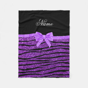 Naam paarse glitterzebrastrepen paarse boeg fleece deken