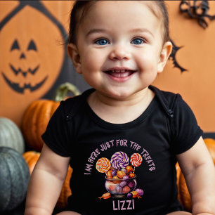 Naam Paarse Oranje Zwarte Pompoen Halloween Snoep Romper