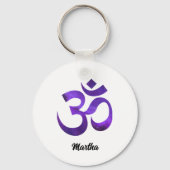 Naam, Paarse Patroon Om Symbool 2-in Aluminium Sleutelhanger (Voorkant)