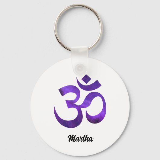 Naam, Paarse Patroon Om Symbool 2-in Aluminium Sleutelhanger (Voorkant)