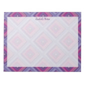 Naam Paarse roze Diamond Pattern Squares Checkers Notitieblok (Voorkant)