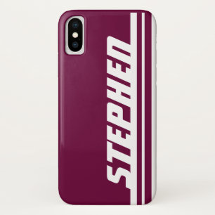 Naam paarse & witte streep sport iphone case