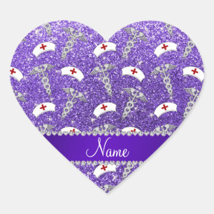 Naam paarse zuster petten Silver Caduceus Hart Sticker