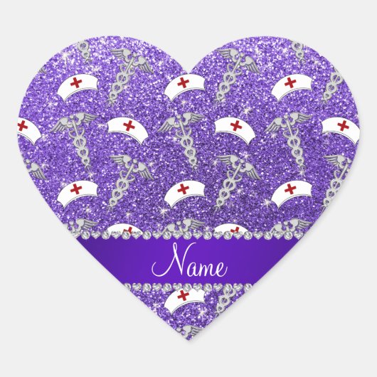 Naam paarse zuster petten Silver Caduceus Hart Sticker (Voorkant)