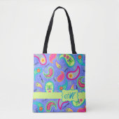 Naam Paisley Modern Lavender Monogram Tote Bag (Voorkant)