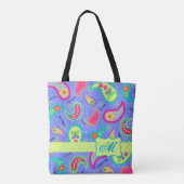 Naam Paisley Modern Lavender Monogram Tote Bag (Achterkant)