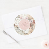 Naam Pampas Grass Bloemenbedrijf Boho Pink Ronde Sticker (Envelop)