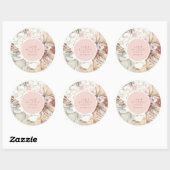 Naam Pampas Grass Bloemenbedrijf Boho Pink Ronde Sticker (Vel)