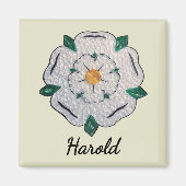 Naam, Paper Quilled Yorkshire White Rose 2-in Magneet (Voorkant)